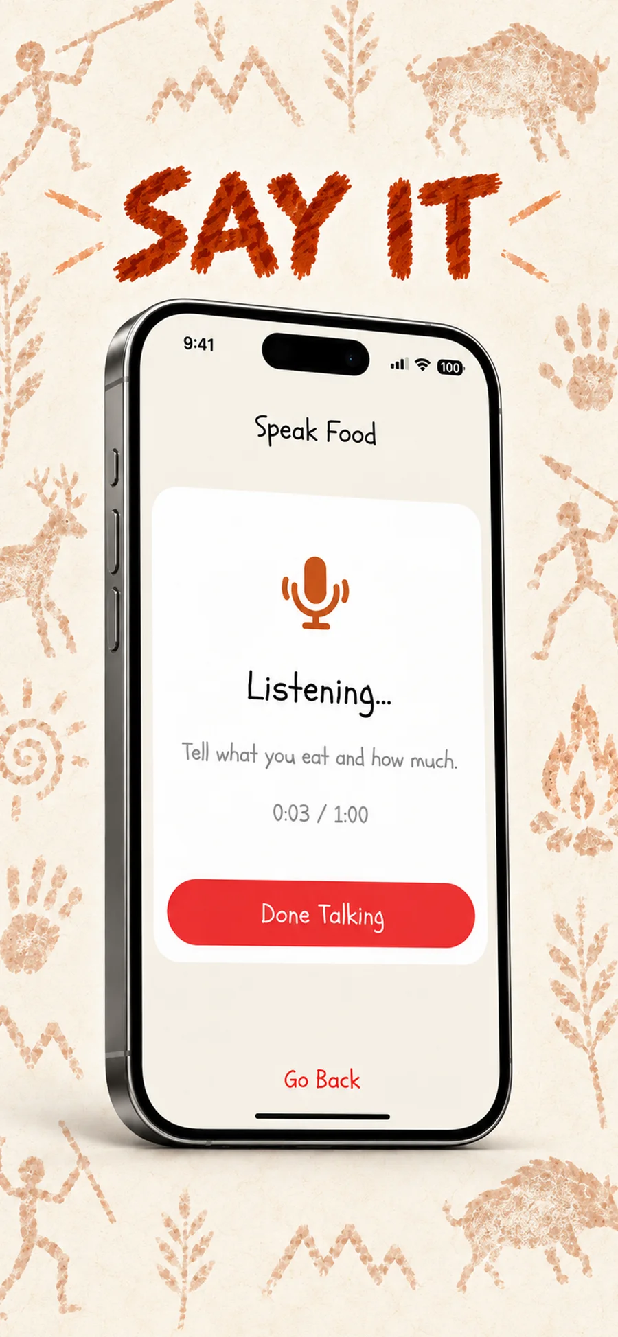 Voice logging listening to a spoken meal description